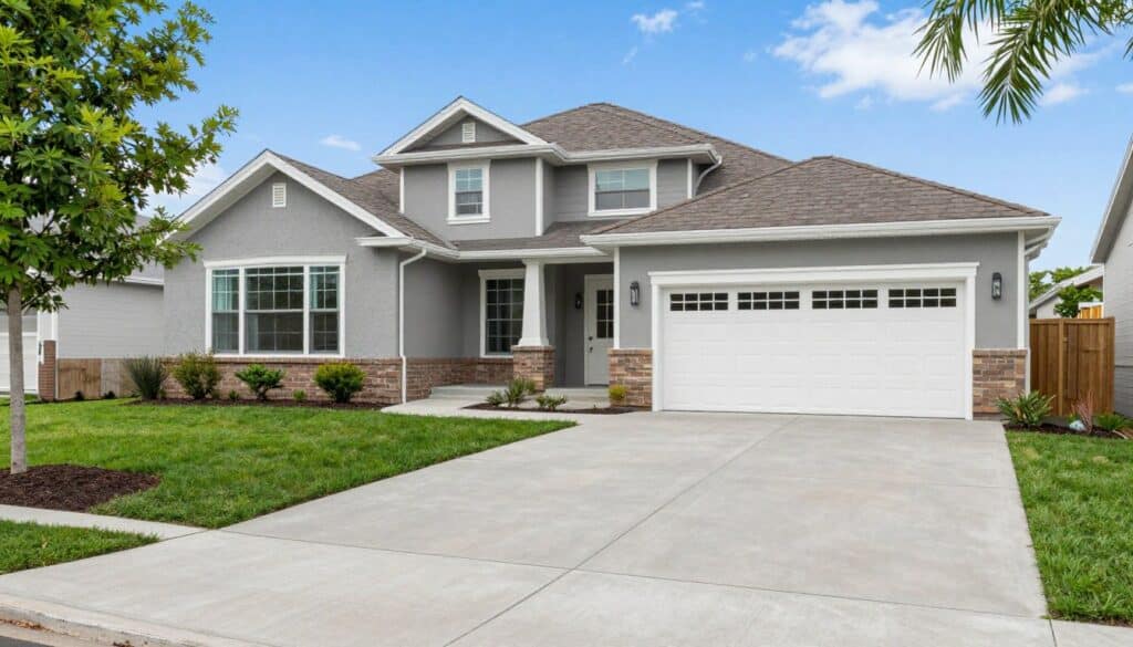 Beautiful completed concrete driveway and walkway project