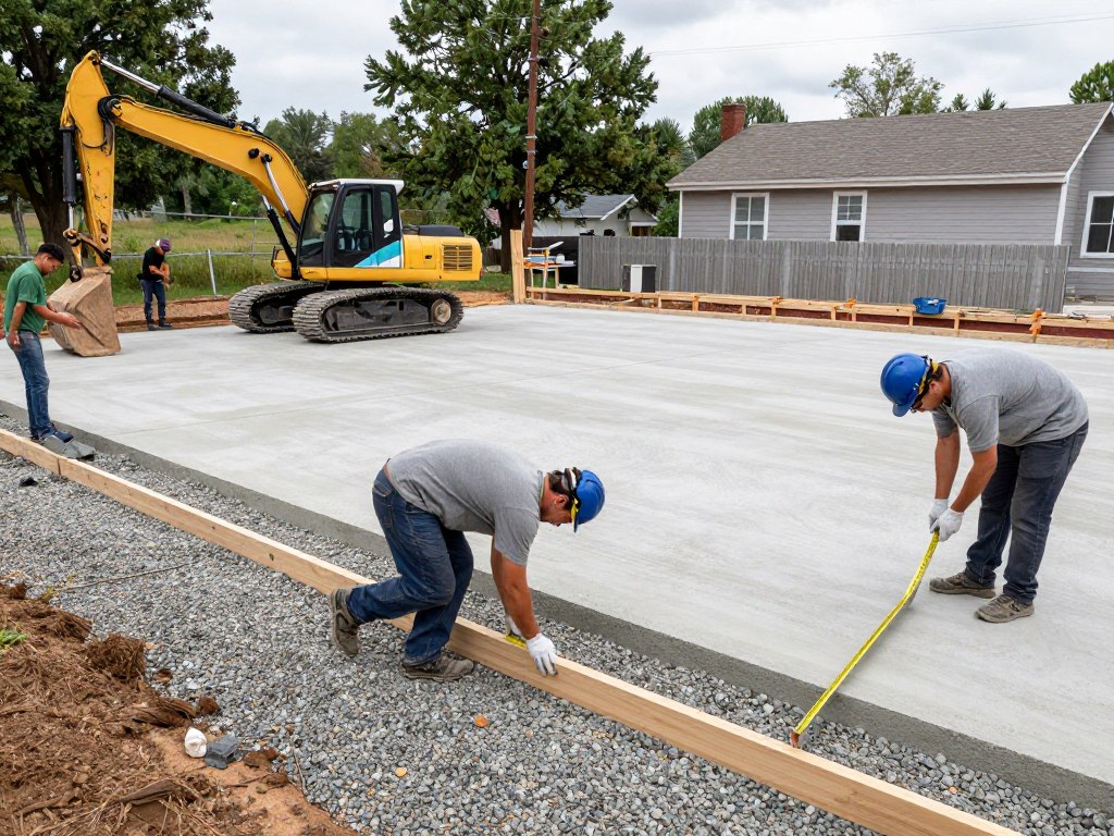 Concrete driveway preparation and foundation work