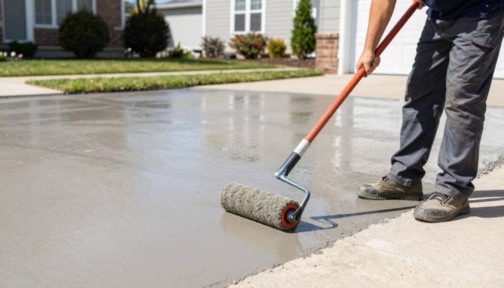 Concrete driveway sealing process
