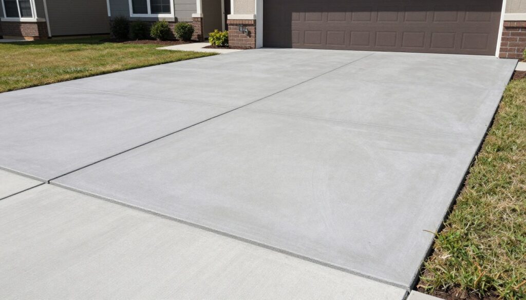 Finished concrete driveway with smooth surface