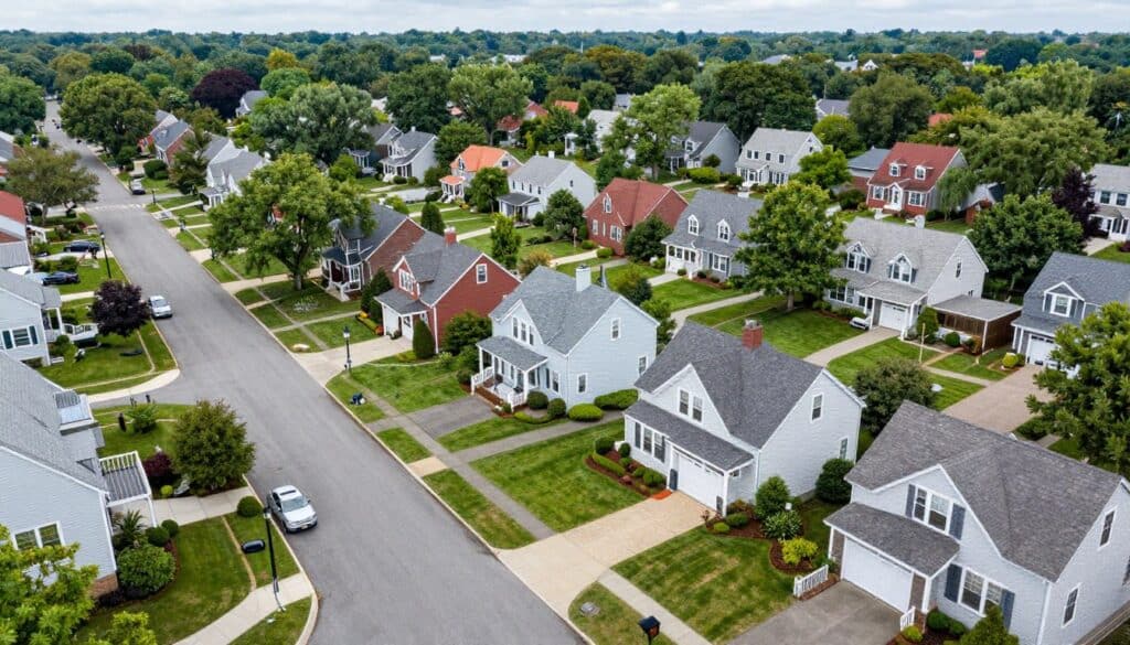 Ludlow Massachusetts neighborhood with beautiful landscaping