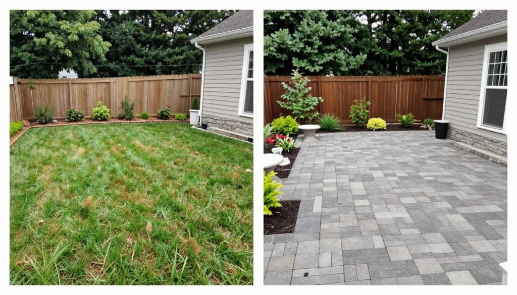 paver patio transformation before and after in Ludlow