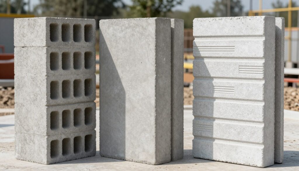 various concrete block types displayed showing different retaining wall systems