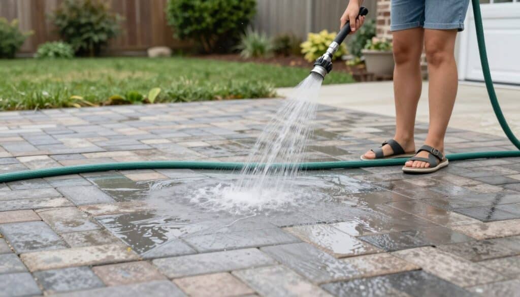 Easy maintenance of sealed pavers in Ludlow backyard Easy maintenance of sealed pavers in Ludlow backyard