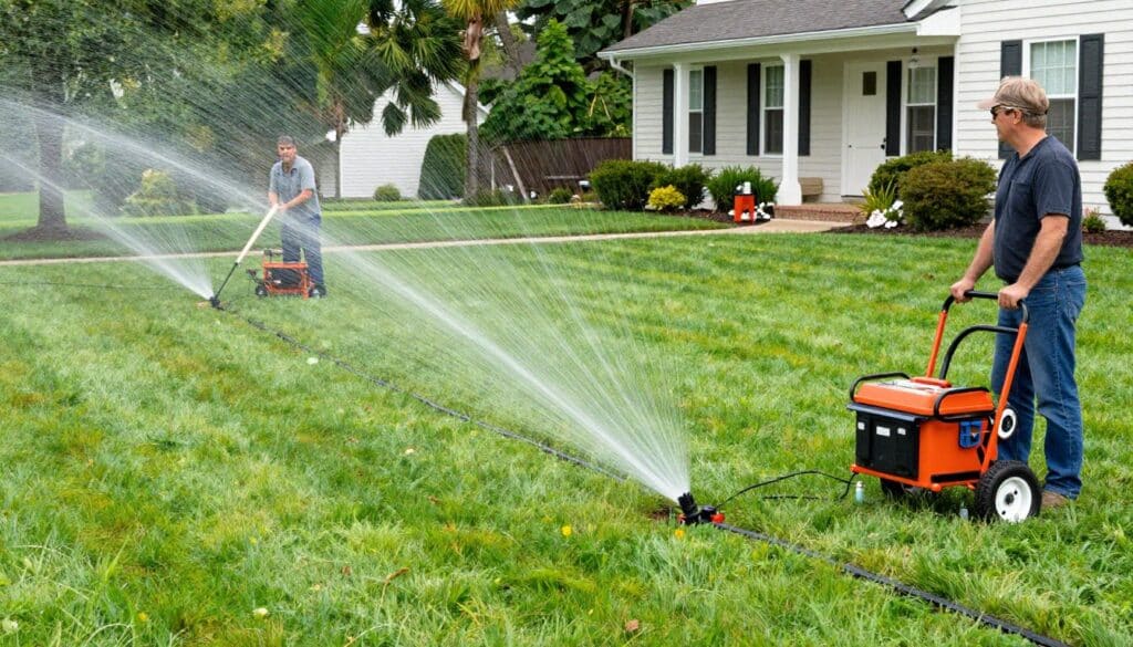 Professional irrigation system installation in Ludlow lawn