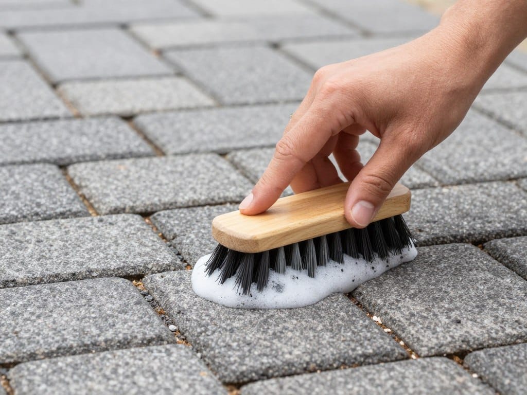 Proper cleaning technique for sealed pavers demonstration Proper cleaning technique for sealed pavers demonstration