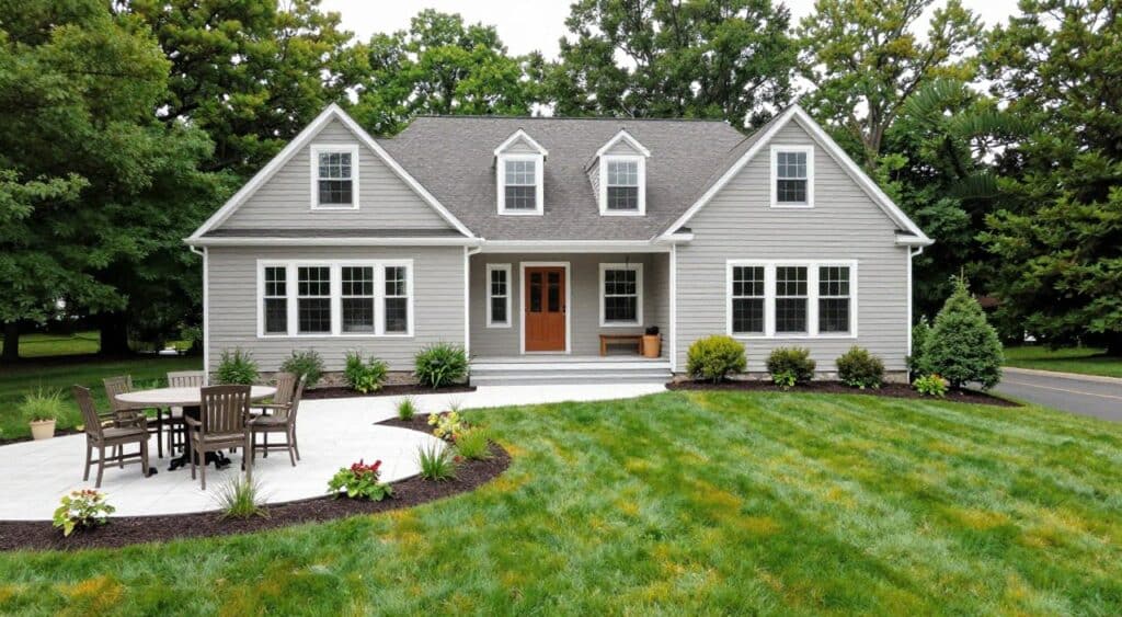 Satisfied Ludlow homeowner with completed landscape project