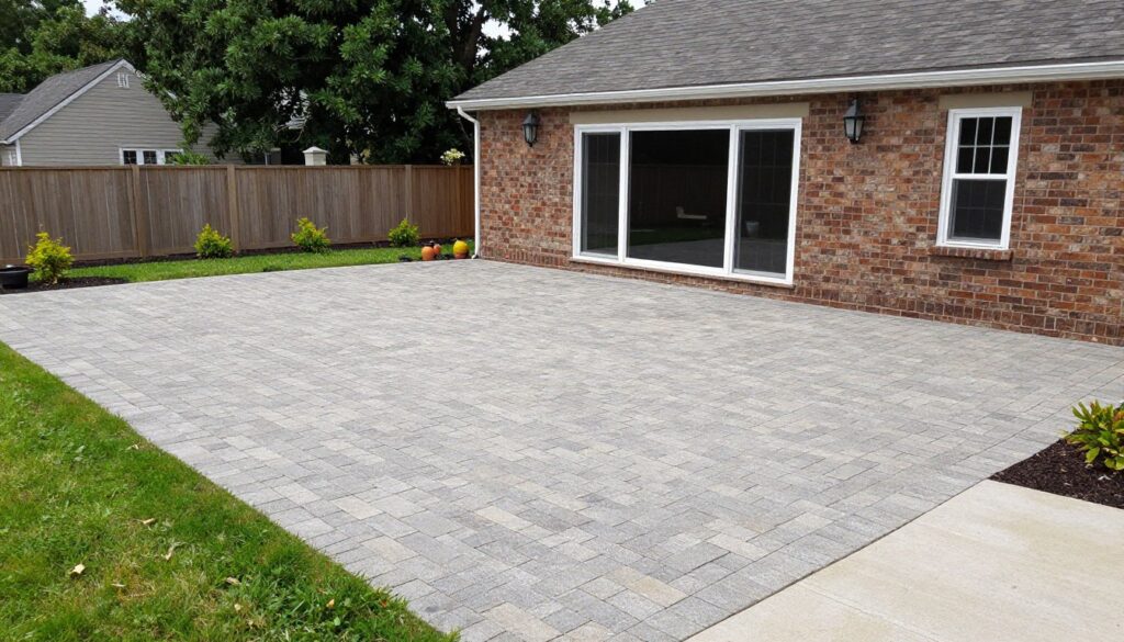 Well-maintained sealed paver patio years after initial service Well-maintained sealed paver patio years after initial service