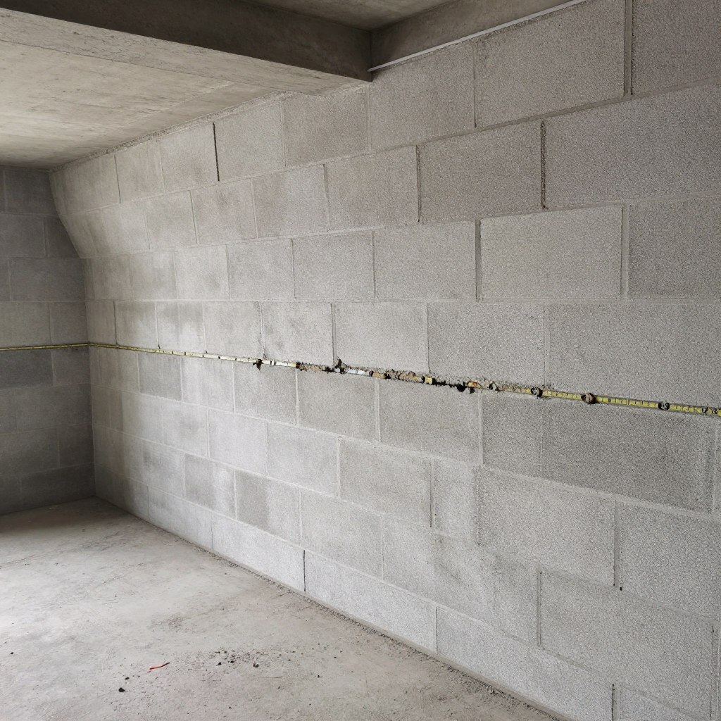 Bowing basement wall requiring foundation repair in Ludlow Bowing basement wall requiring foundation repair in Ludlow
