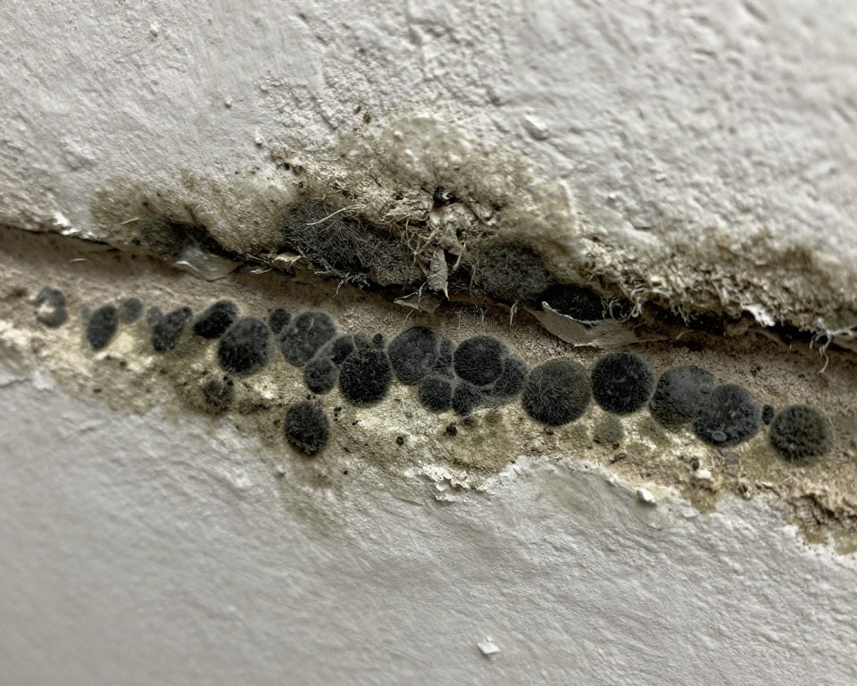 Mold growth caused by moisture in Ludlow basement