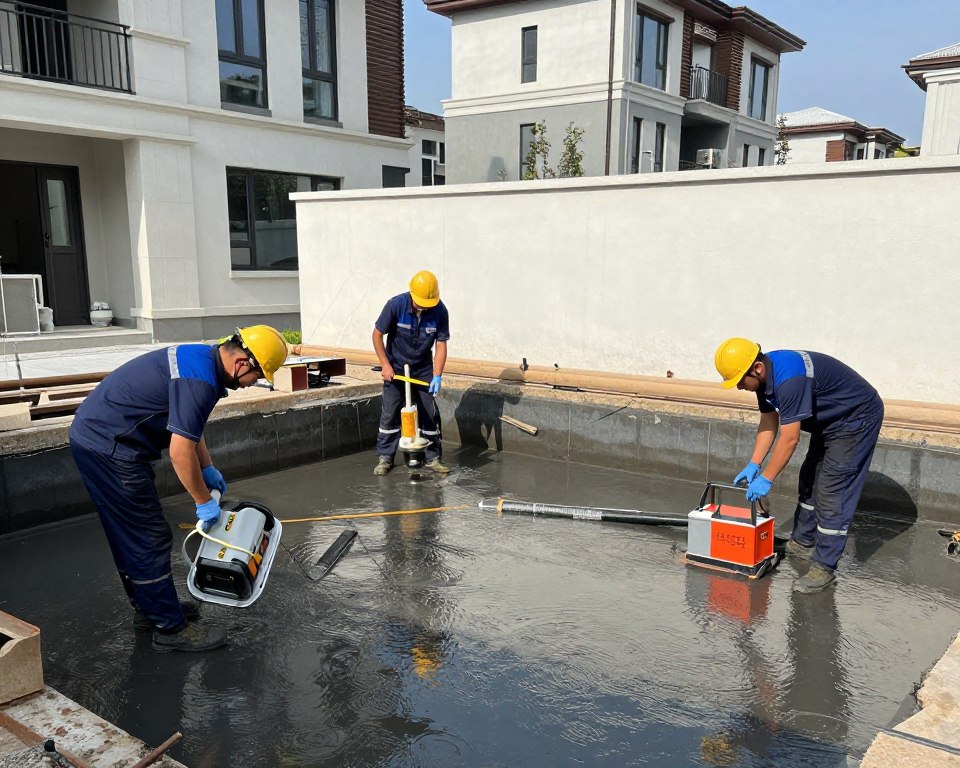 St. Clair Landscaping crew performing basement proofing work in Ludlow