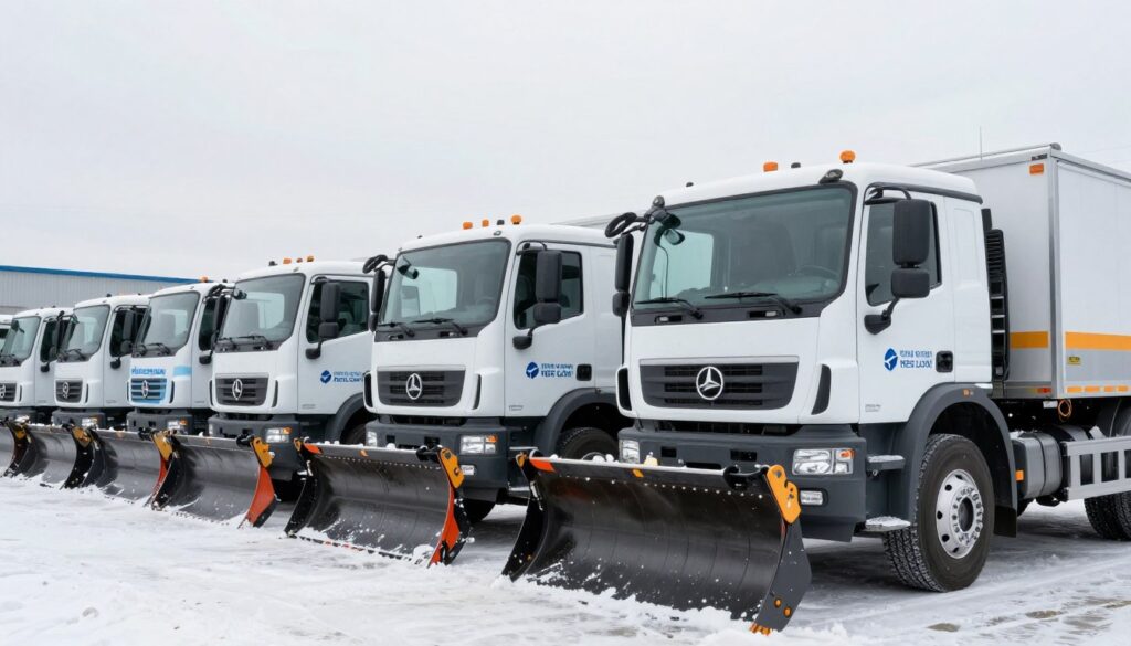 St. Clair Landscaping snow removal equipment fleet parked and ready in Ludlow