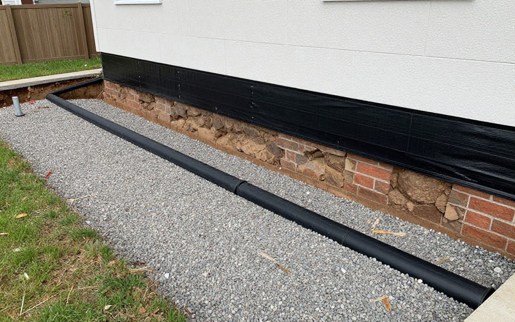 foundation drainage system around house perimeter