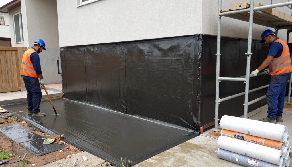 foundation repair and waterproofing work on residential home