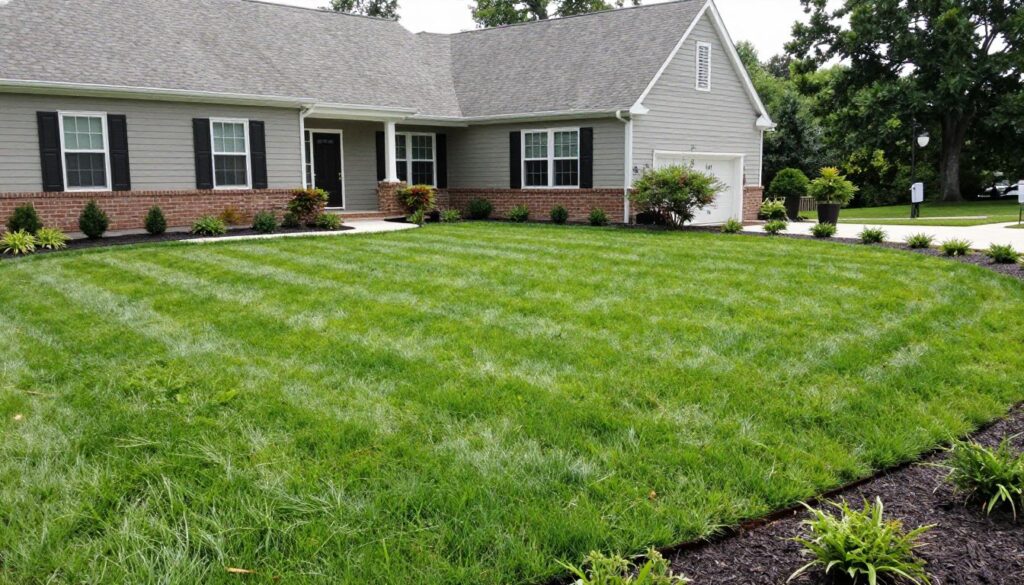 Beautiful completed lawn renovation project in Ludlow by St. Clair Landscaping