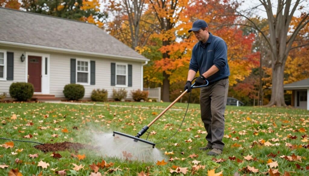 Fall lawn care treatment preparation for winter in Massachusetts