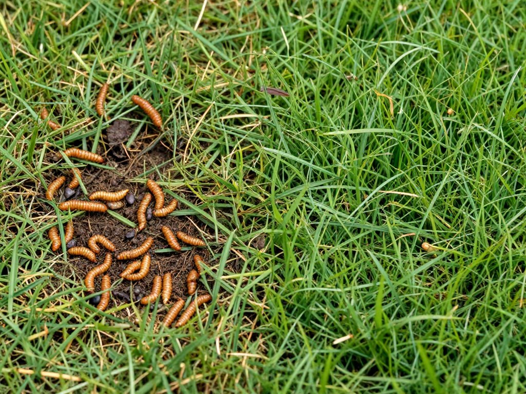 Lawn damage from surface insects showing need for professional pest control