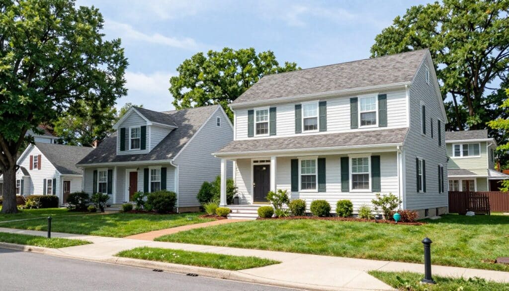 Ludlow Massachusetts neighborhood with well-maintained lawns