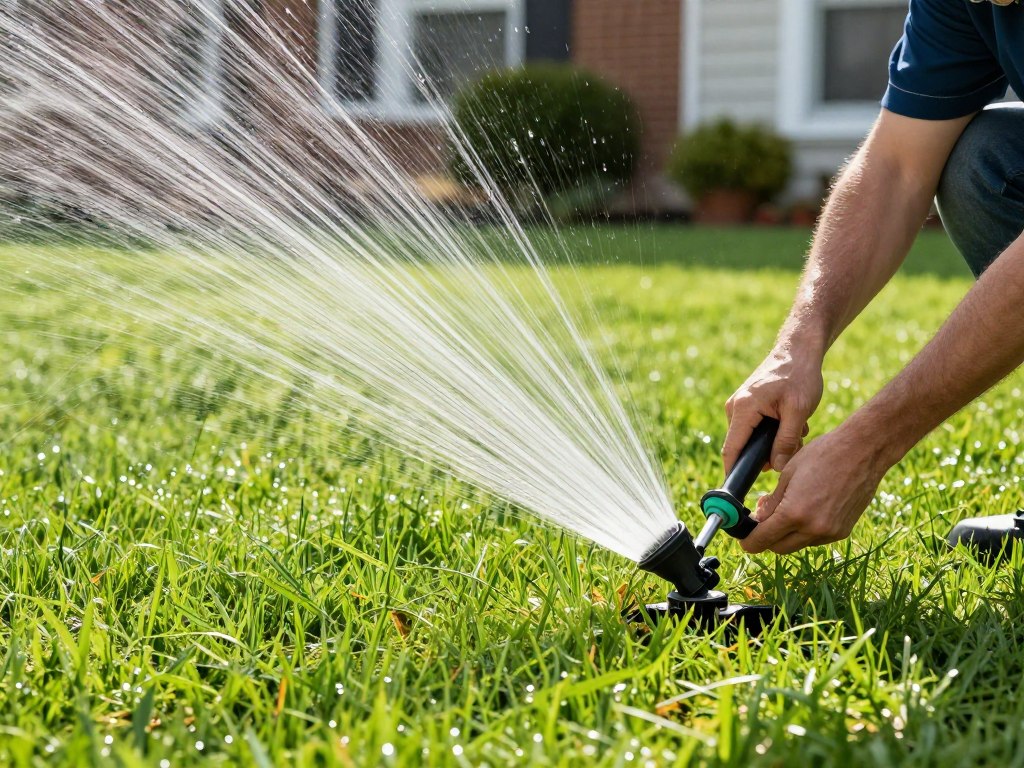 Proper watering technique for newly renovated lawn in Ludlow