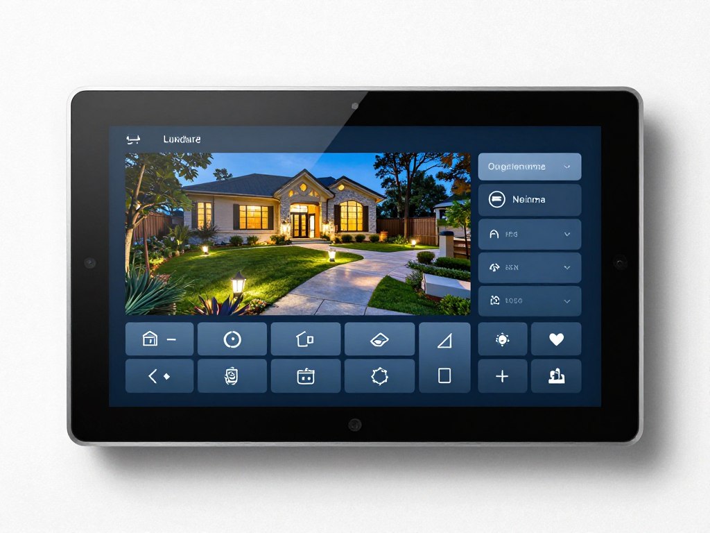 Smart landscape lighting control system display showing various lighting scenes for a Ludlow property
