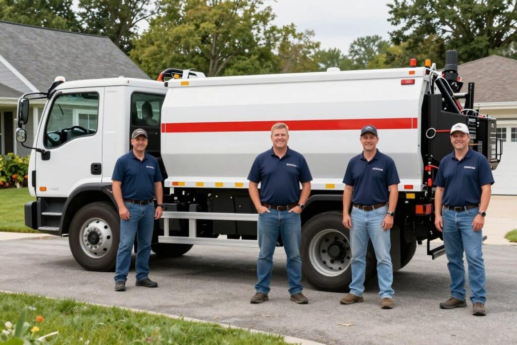 St. Clair Landscaping professional team with hydroseeding equipment in Ludlow Massachusetts