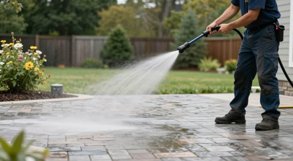Professional power washing of pavers Professional power washing of pavers